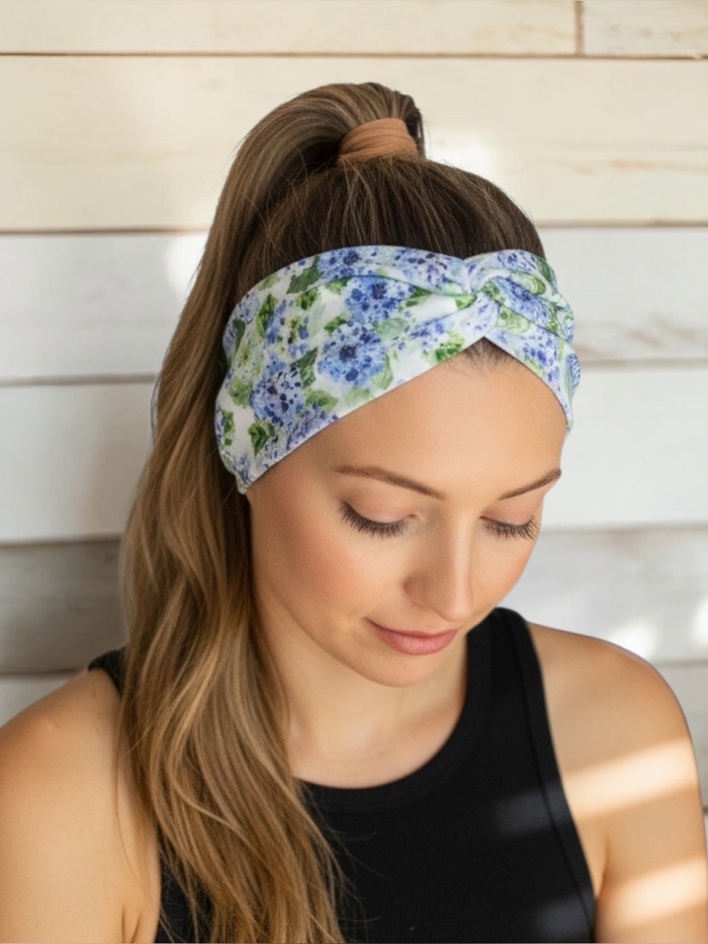 Blue Hydrangea Floral Twist Headband